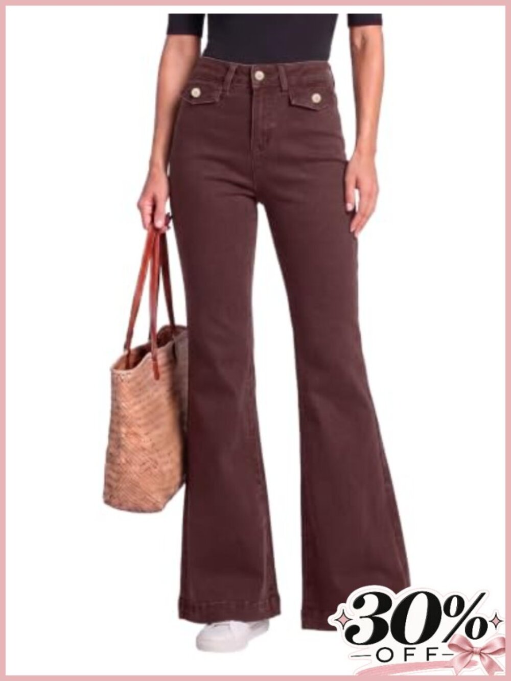 High Waisted Flare Jeans Cotton Blend Stretchable Denim Pants